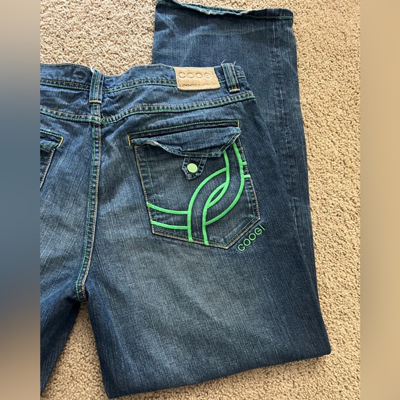 COOGI vintage button fly green embroidered pocket mens denim jeans size 40 x 34 - Picture 9 of 14